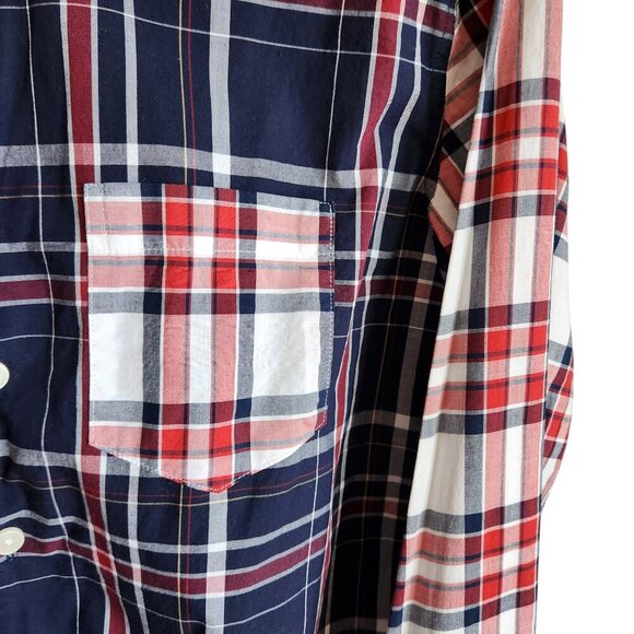 Outerknown Shirt Men's XS Blue Button Up Plaid Long Sleeve Organic Cotton - Picture 4 of 9